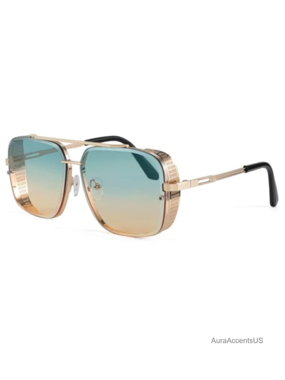 Vintage Pilot Square Metal Sunglasses Polarized UV400 Unisex Retro